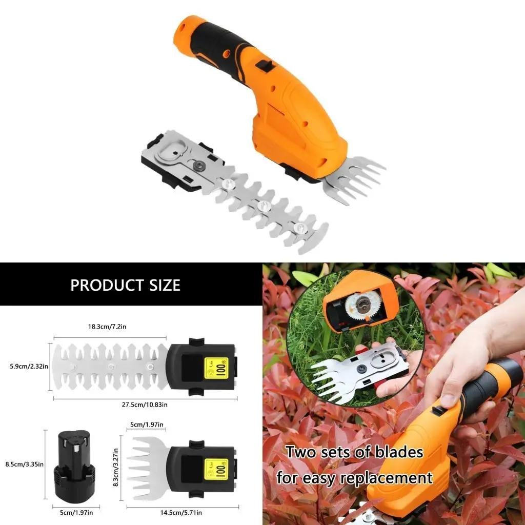 Cordless Shrubs Shear 15mm Cutting Diameter Lightweight 1kg Double Safety Mechanism Y5GB