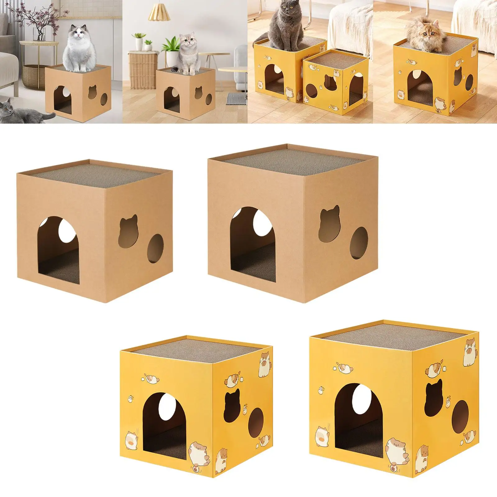 Cat Box Cats Bed Corrugated Cat Cardboard Box for Indoor Small Animals