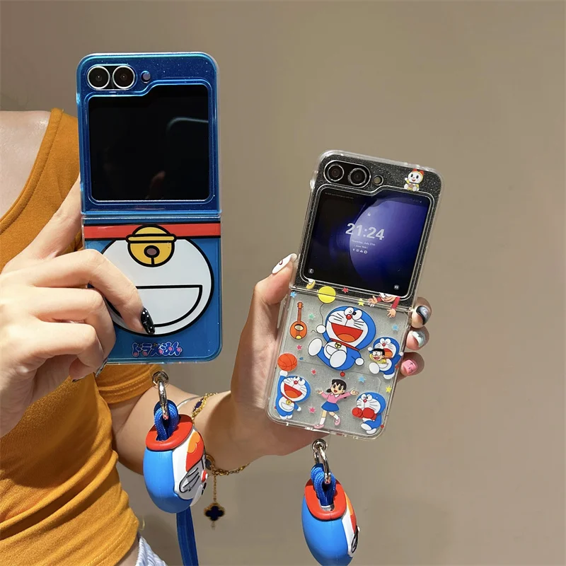 حافظة هاتف يابانية لطيفة على شكل رسوم كرتونية لهاتف سامسونج Z Flip 7 6 5 مع حزام حبل لهاتف Galaxy ZFlip7 ZFlip6 حافظات Funda #1