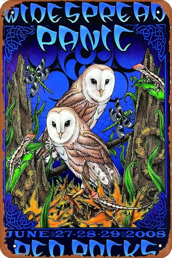 Widespread Panic - 2008 Michael Everett poster Red Rocks, Morrison, CO Retro Tin Sign Funny Wall Art Decorations for Pub Restaur