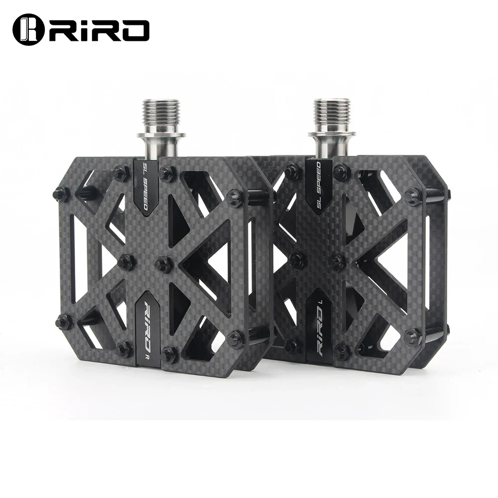 Carbon Fiber Bicycle Pedals 3 Bearings Ultralight Non-Slip High Performance Titanium Alloy MTB Road Bike Replacement Parts