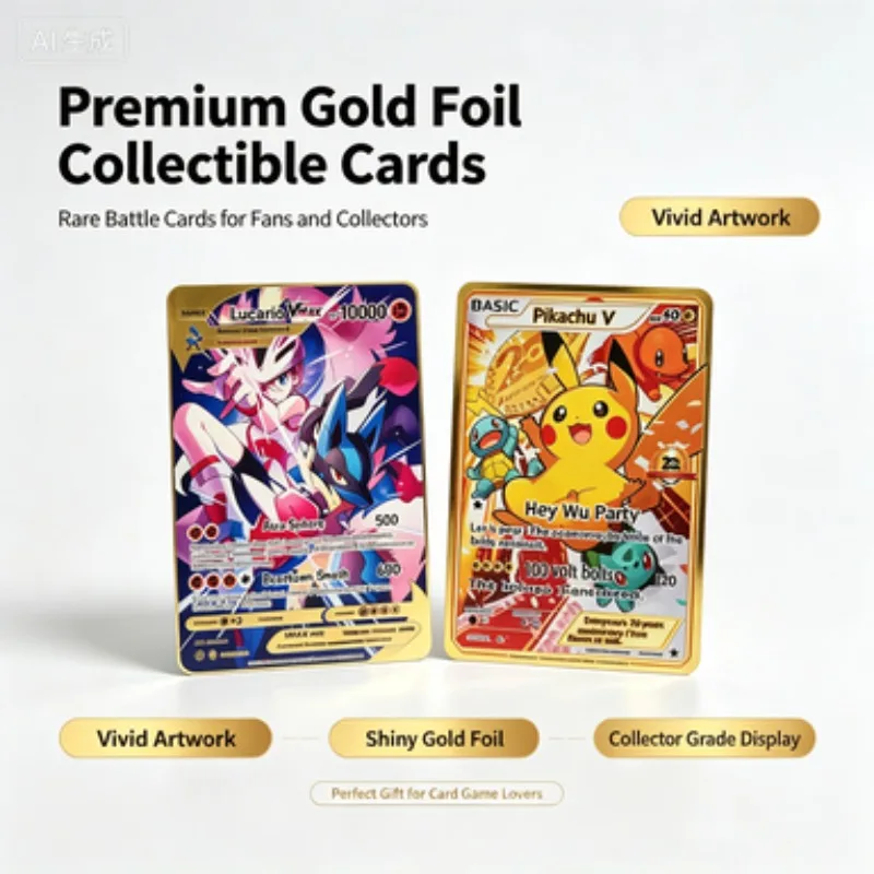 New Metal Card For Pokemon 10000 Points Arceus Charizard Super Card Golden English Mewtwo Vmax GX EX Anime Collection Card Gift