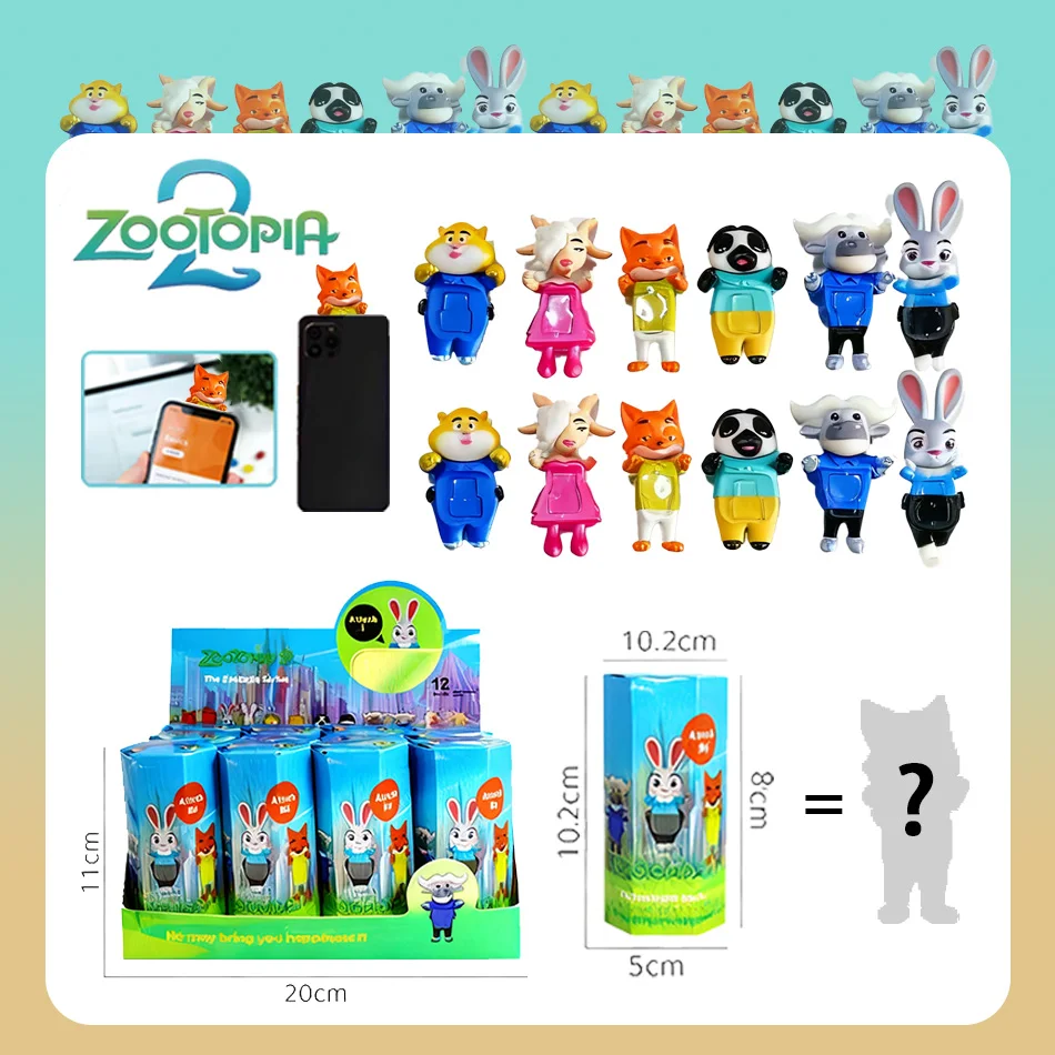 ジュディ・ニック アニメ ブラインドボックス アクションフィギュアセット、PVC製コレクタブルモデル、おもちゃの置物、ギフト、5.3-8cm、12個入り