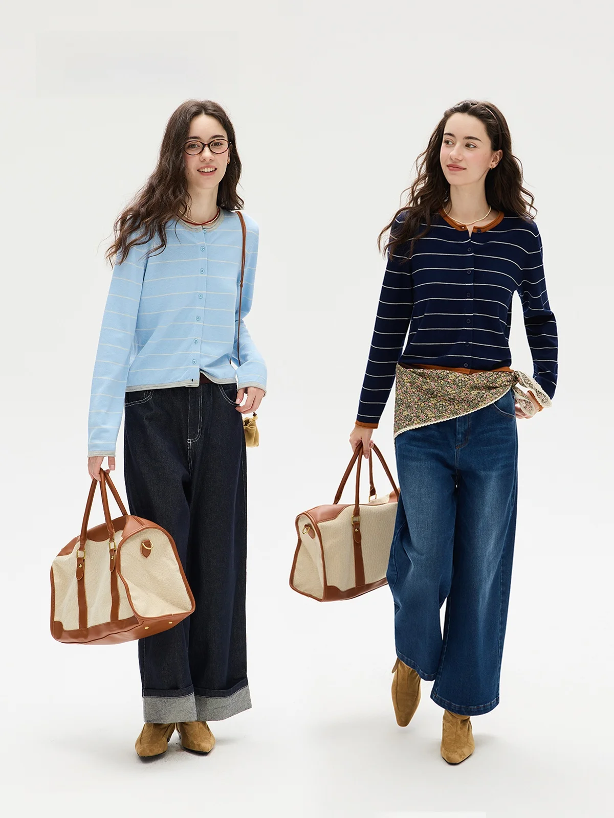 

Faionable Botanique Woolen Knitted Sweater Striped Knitwear Beautiful Merino Wool College Sle Women's Faion Winter Coat