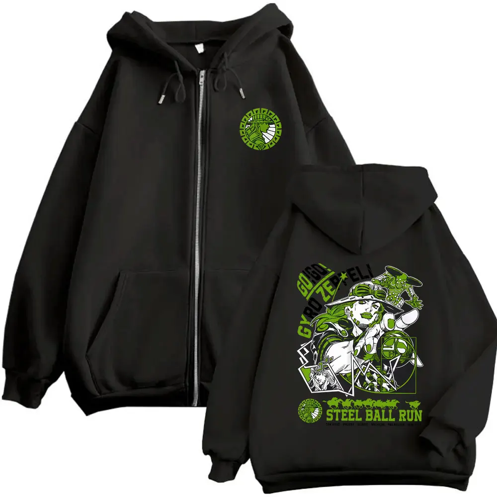 

Anime JoJo's Bizarre Adventure Jolyne Jotaro Graphic Zipper Hoodie Men Women Manga Fashion Vintage Oversized Zip Up Jacket Coat