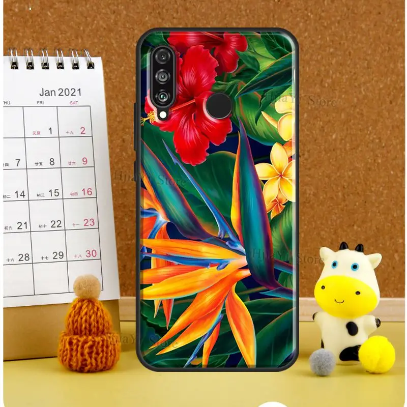 Tropical Paradise Hawaiian Flower Silicone Case For Huawei P30 P40 P20 Lite Mate 10 20 Pro P Smart 2019 Z 2021 Phone Cover