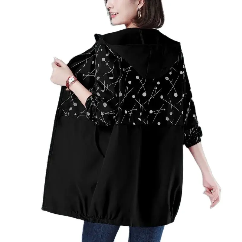 Women Size 6XL Loose Windbreaker Jacket 2022 New Female Foreign Coat Women's Middle-aged Mother Wear Spring Outer Hooded Top