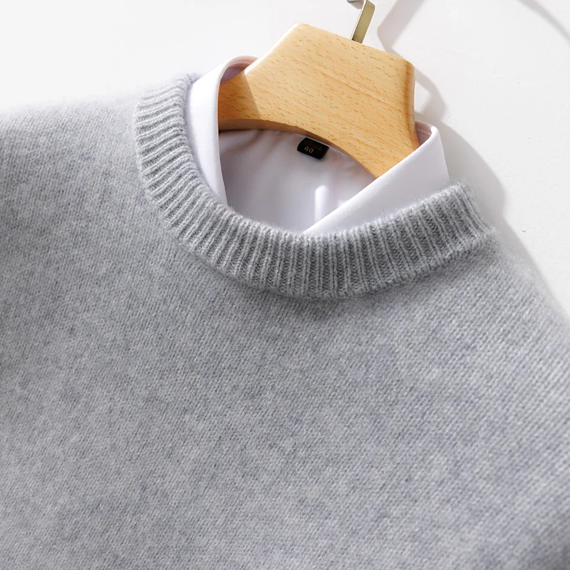 Classic autumn and winter men's 100% pure wool sweater round neck business casual pullover knitted base versatile