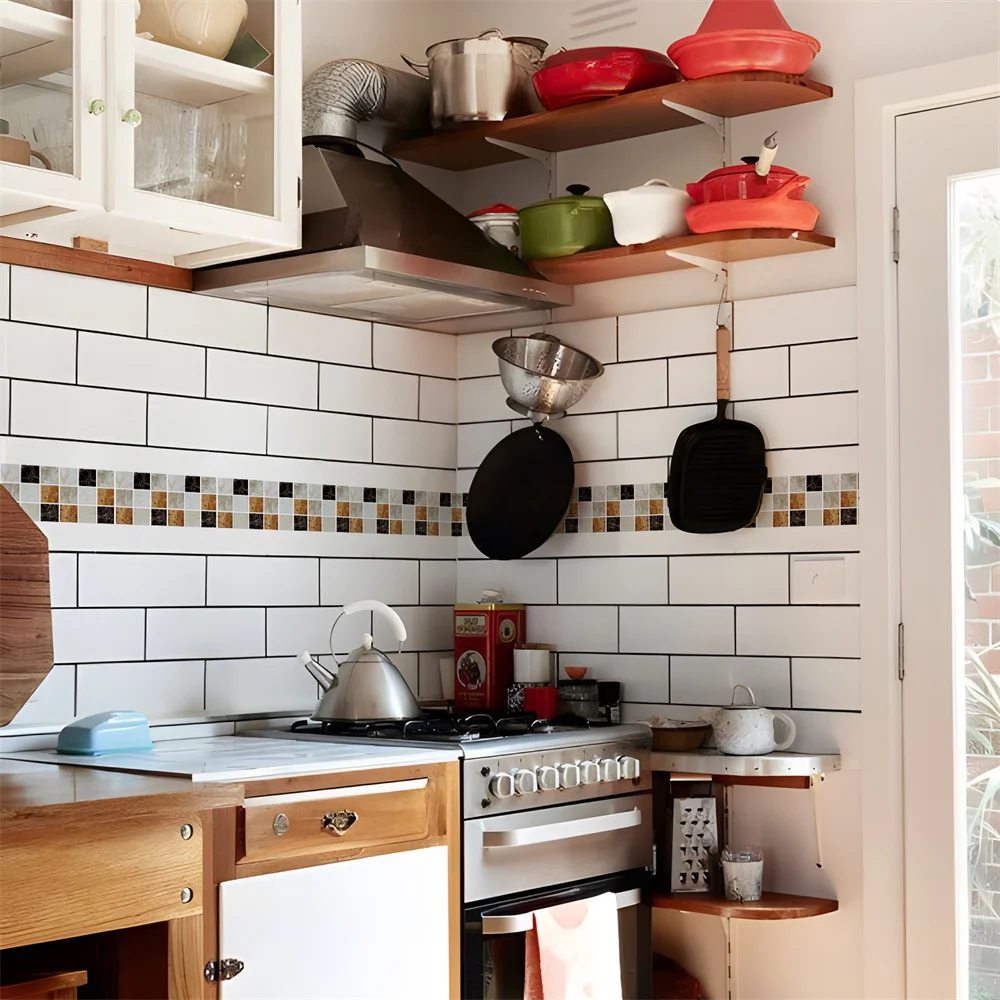 Mosaik Badezimmer Taille Linie Wandaufkleber Wasserdicht Peel & Stick Kunst Backsplash Küche Büro Sockel Linie Dekor Tapete – Detail 34