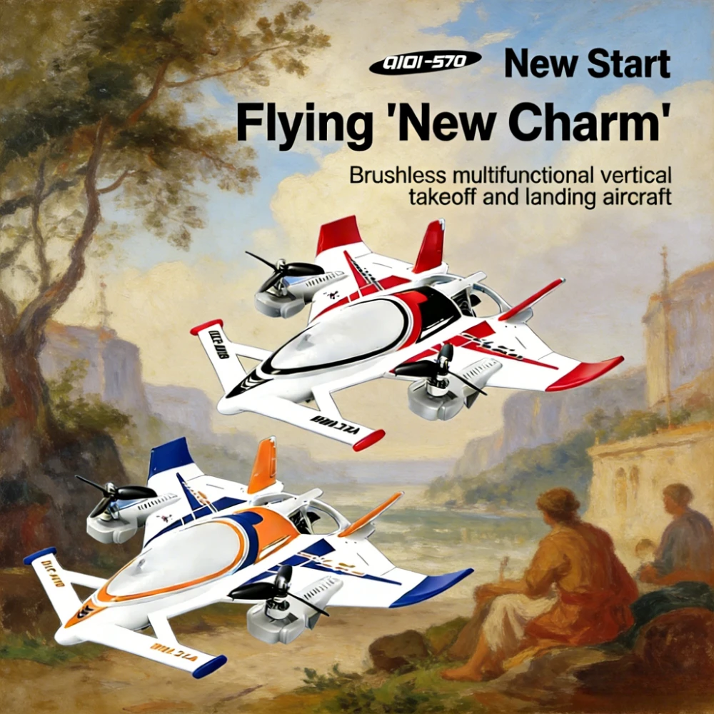 

QIDI 570 New 3-Axis Brushless Vector Fixed-Wing Aircraft 2.4Ghz EPP Foam RC Toys Lighting Control Kid-Adult Fun toy airplane