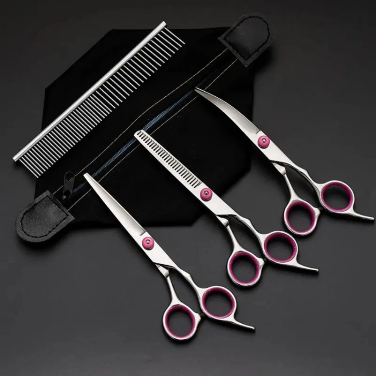 Dog Grooming Scissors Kit, Professional Scissors for Grooming with Safety Round Tips, Grooming Shears for Dogs Cat Pet At Home