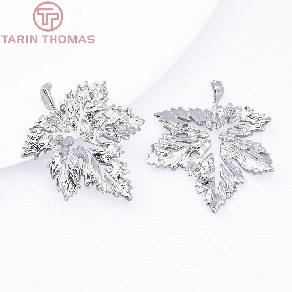 (1192)6PCS 22x27MM 24K Gold Color Brass Leaf Leaves Charms Pendants High Quality  Jewelry Making Findings Accessories Wholesales
