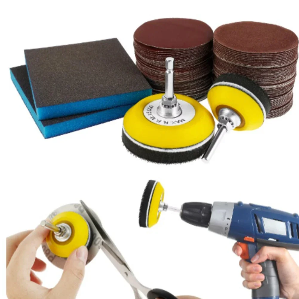 120PCS 3Inch Sanding Disc Pad 80-3000 Grit Sandpaper Assortment Polishing Kit Automobiles Wash & Maintenance Tools