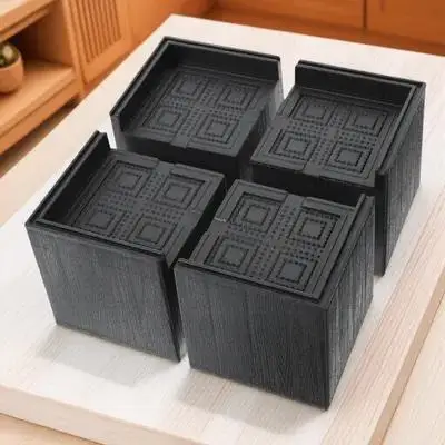 

4pcs Heightening Pads Rubber Square For Bed Chair Table Office Home Heavy Duty Leg Cushion Blocks Furniture Foot Riser Rubber