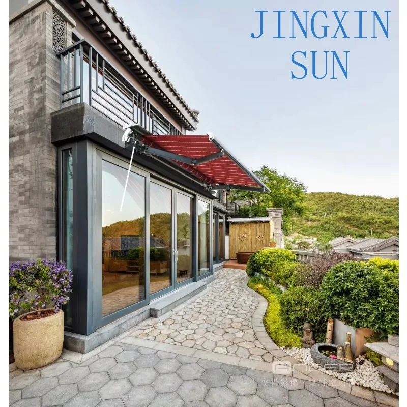 Awning Wholasela Manual Wall Mounted Retractable Roof Awning Patio for Balcony Outdoor Hand