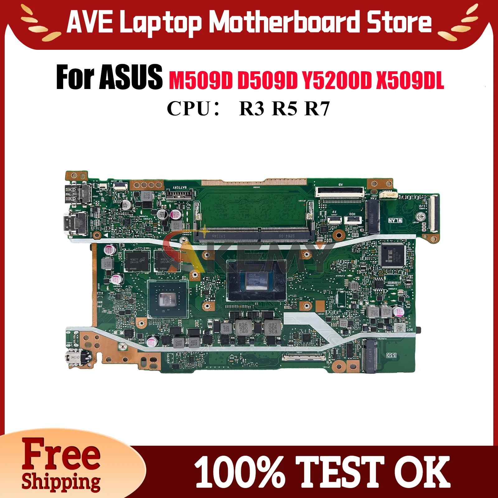 

X509DL Laptop Motherboard For ASUS D509D M409D X509D Y5200D P1510CDA M509D X509DJ D409D FL8700DA X509DAP Mainboard R3 R5 R7 CPU