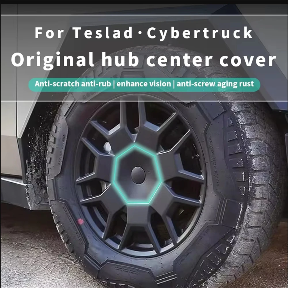 4PCS Wheel Hub Caps for Tesla Cybertruck, Hubcap Replacement Wheel Covers, Protective Stylish Car Exterior Decoration Accessory