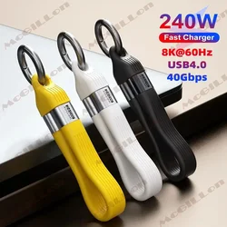 PD 240W USB4.0 40Gbps Type C Cable Keychain PD3.1 5A 8K@60Hz USB C to Type-C Data Cord For TV Laptop Tablet MacBook iPhone 16 15