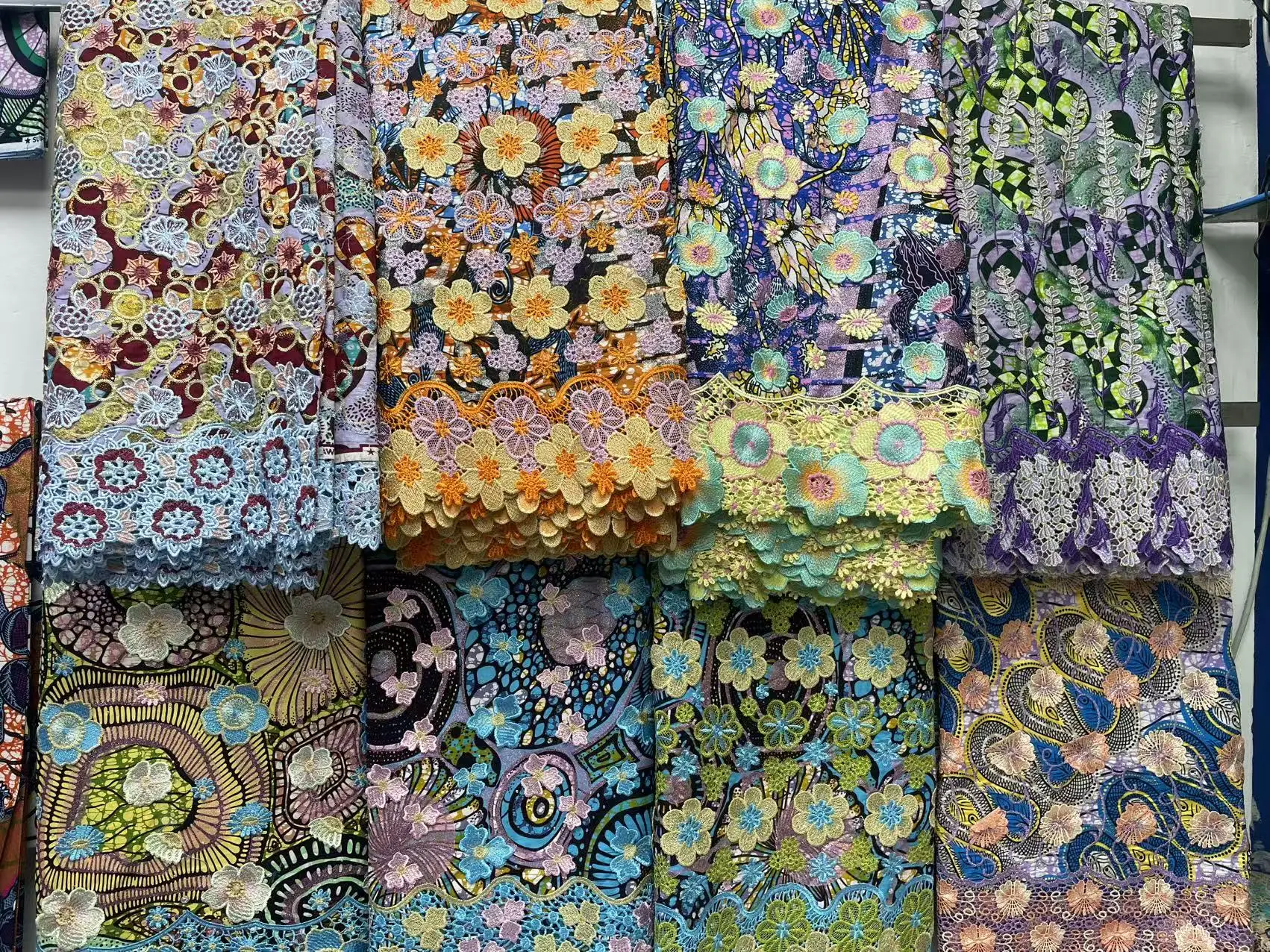 

African Heavy Ankara Wax Fabrics 3D Embroidery Cord Wax Cotton Lace Material Matching With African 3D Swiss Sego Headtie 2pcs