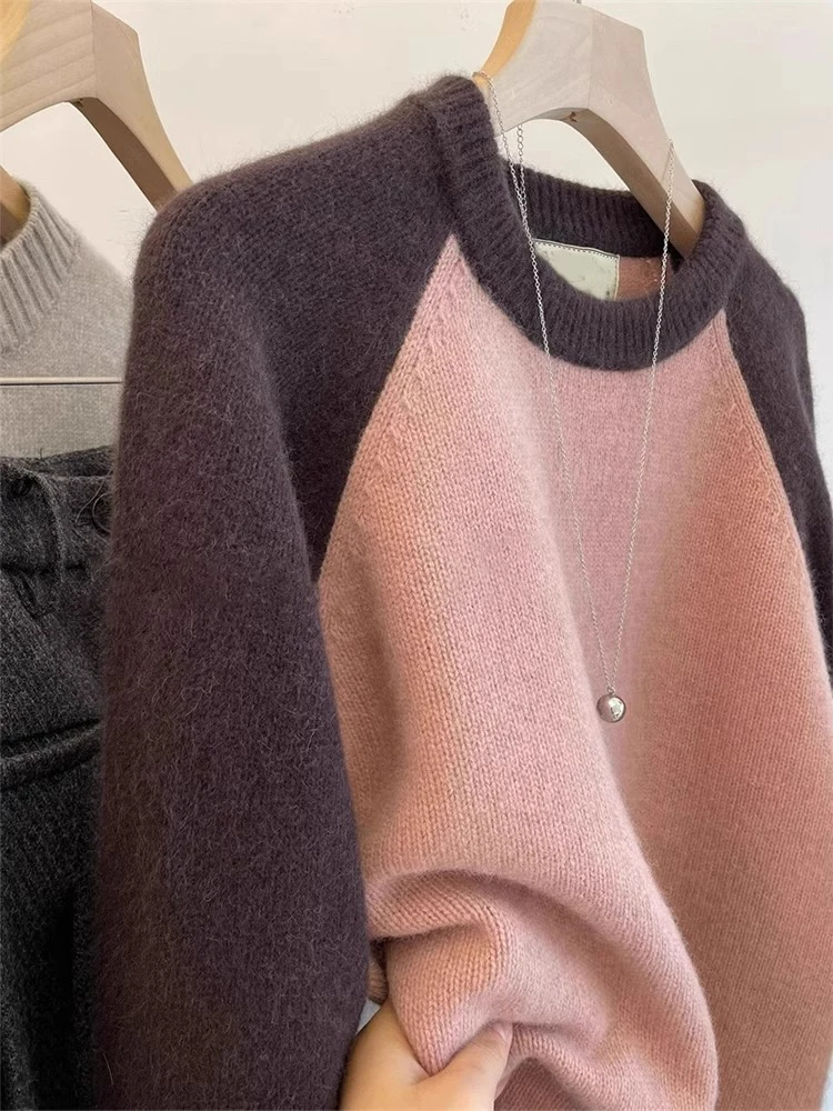 

Faionable Long Sve Wool Knitted Sweater Casual Loose Comfortable Slimming Camere Top for Autumn Winter Commute