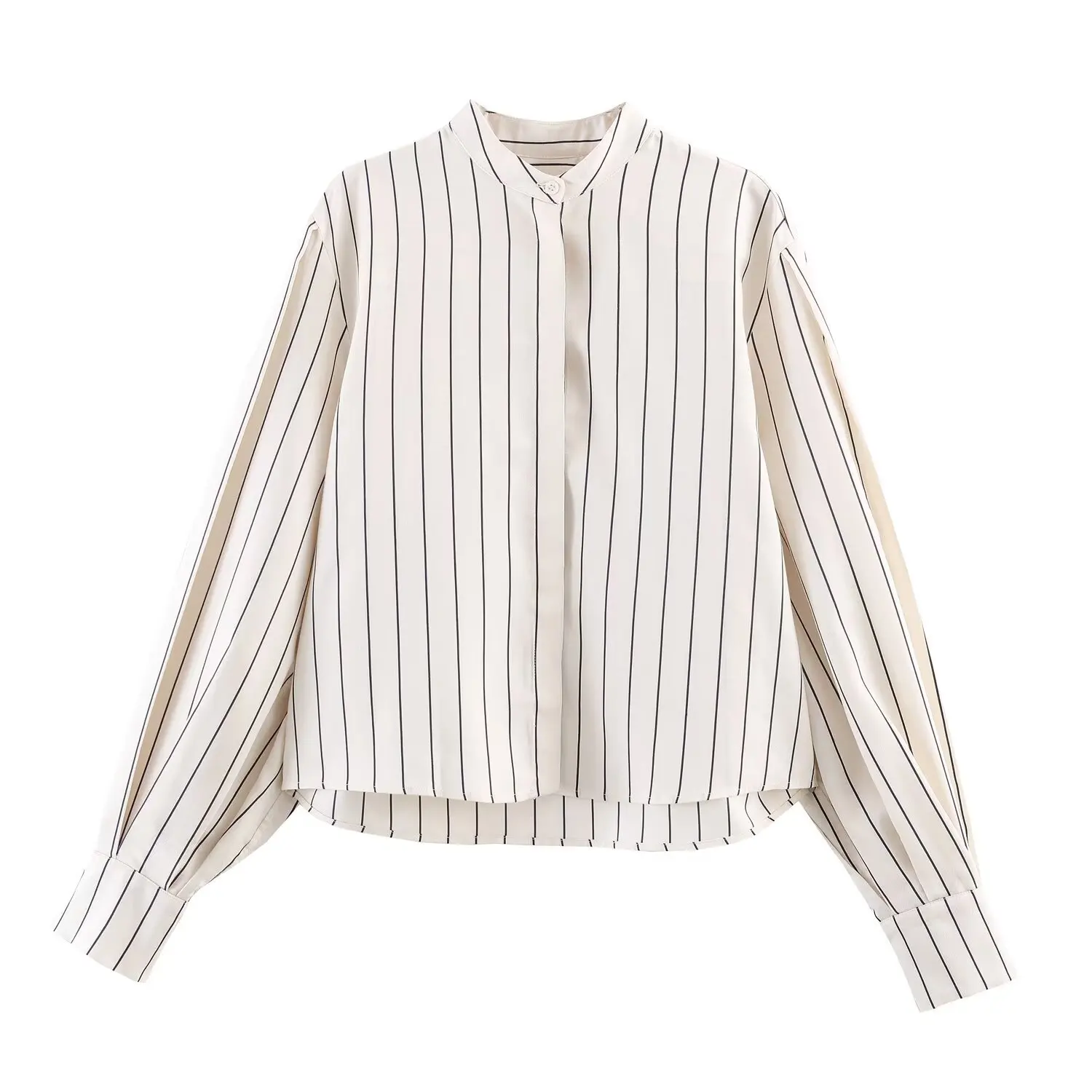 Casual Striped Loose Sleeve Shirt Straight Leg Pants Set Women's Fashion Cross-Border Clothing Organic Cotton Universal Fit