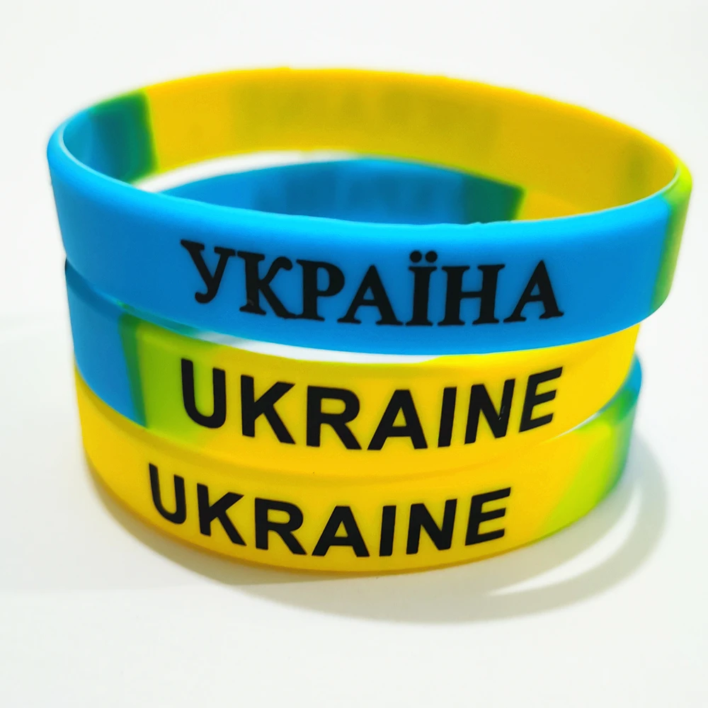 Bracelet en silicone drapeaux de l'Ukraine pour hommes et femmes, bracelet en caoutchouc de sport, bracelet de football, 21e bracelets à breloques, cadeau, 2 pièces, 3 pièces, 5 pièces, lot