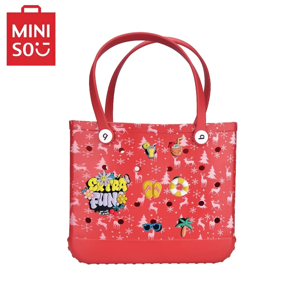 

Miniso 1 Medium Christmas Tree Beach Bag EVA Rubber Waterproof Beach Travel Picnic Storage Basket Women's Shopping Handbag