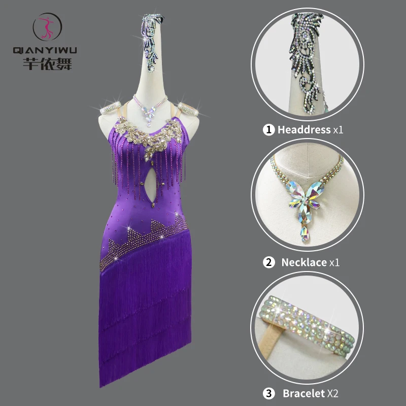 2025 Womens Prom Dress Party Latin Dance Clothing Ballroom Competition Evening Girls Elegant Practice Dancewear American Costume