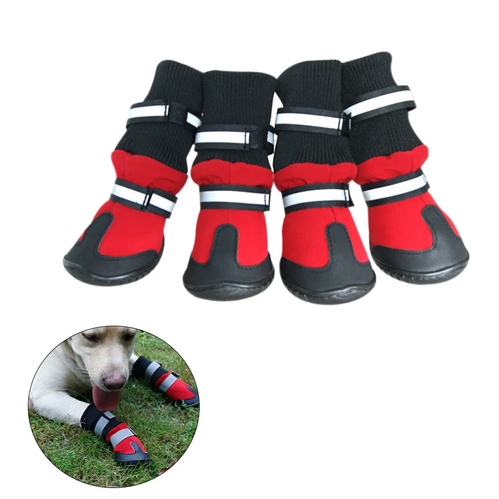 

Dog Shoes Red Anti-Slip Soles Adjustable Fit Protective Footwear for Pets Walking Running Hiking Outdoor