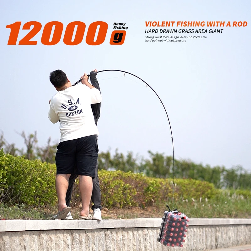 Ultra-Long Casting Heavy Lure Rod, Single Rod, H Hardness, Fast Action, Heavy Power, Carbon Fiber Material, Straight Handle Option 6.89/7.87/8.86/9.84 Feet, Black