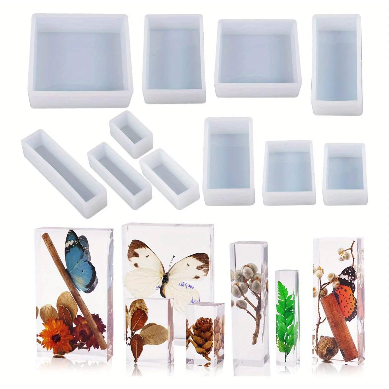 Cuboid Cube Resin Mold Crystal Epoxy Silicone Mold DIY Jewelry Pendant Storage Tray Mold Square Rectangular Casting Accessories