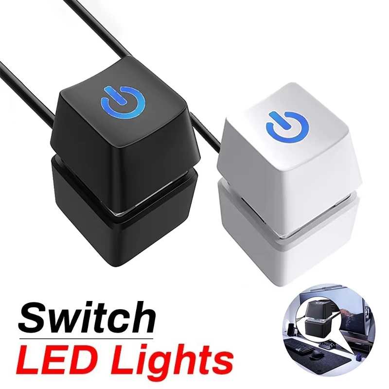 الكمبيوتر سطح المكتب التبديل 1.8 متر كابل الأزرق LED الكمبيوتر اللوحة الخارجية بدء تشغيل/إيقاف زر تمديد كابل للمنزل والمكتب