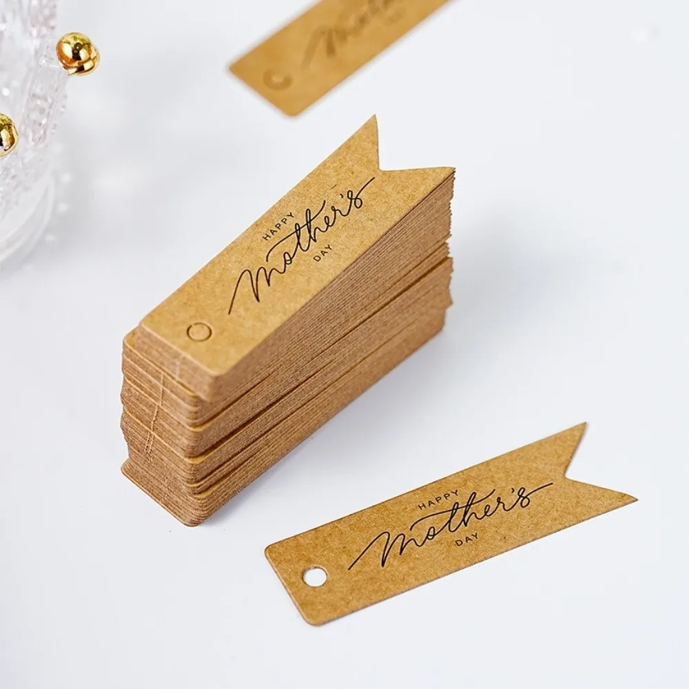 100pcs White Paper Mother Day Tags Handmade Hanging Decoration Cake Decor Tag DIY Crafts Packaging Decoration Tags