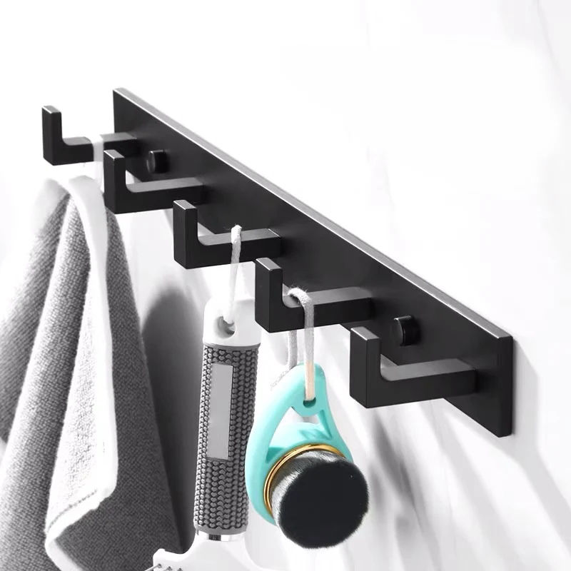 

Heavy Duty Towel Clothes Robe Rack Door Hook Aluminum Bathroom Shower Coat Wall Hanging Hanger Key Hat Shelf Drill Organizer