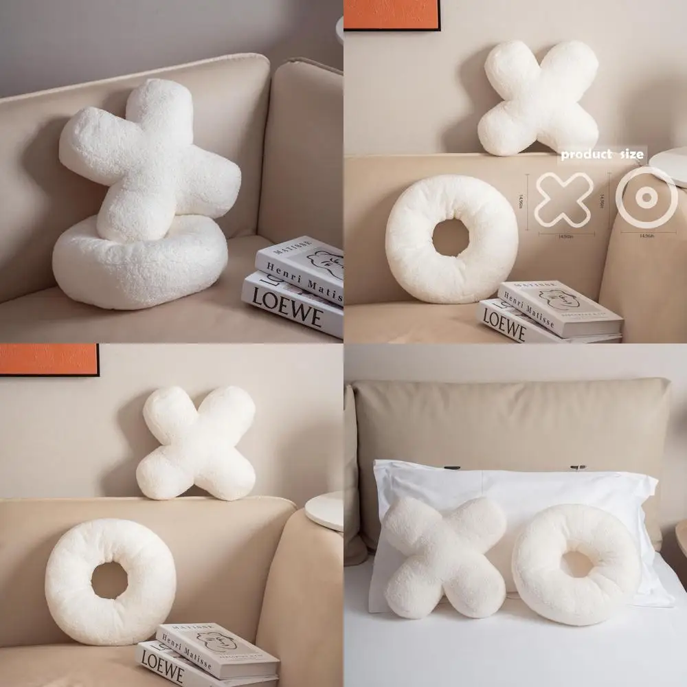 

Valentine's Day Plush Throw Pillows: Hugs & Kisses Decor, Romantic White Set of 2 for Home, 12.5 Square