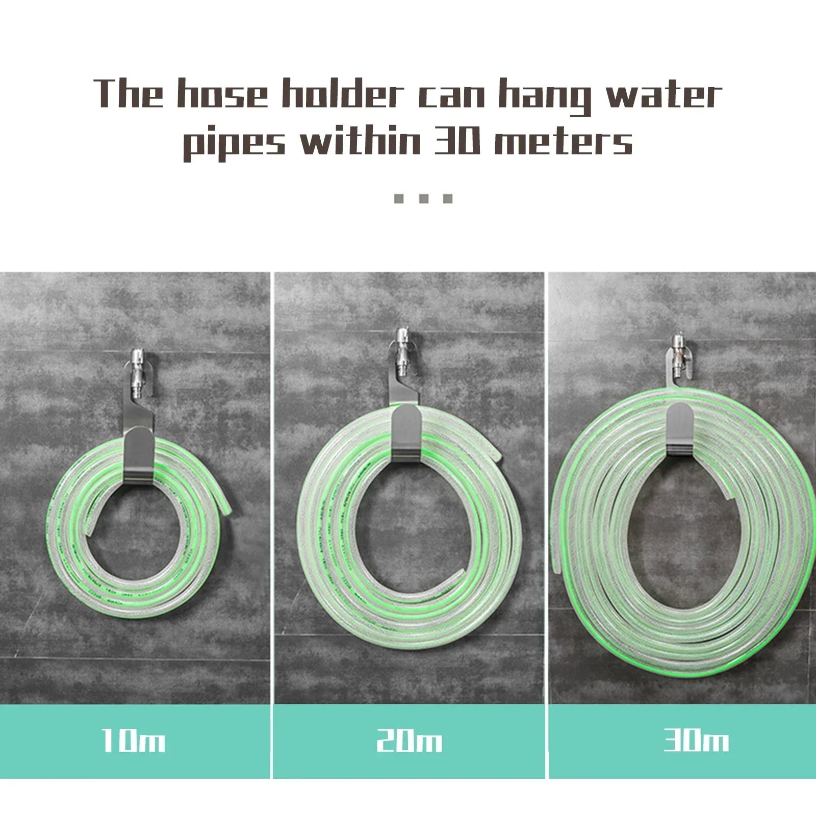 Wall Mounted Hose Pipe Reel Holder Gardening Hook 1PC Portable Silver Anti-rust Kitchen Stainless Steel Safety Load Bearing 5kg