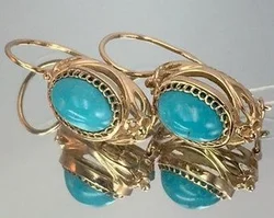 Unique Gold Color hook Earrings Green Oval Crystal Earrings for Women Anniversary Gift Party Engagement Wedding Ladies Jewelry