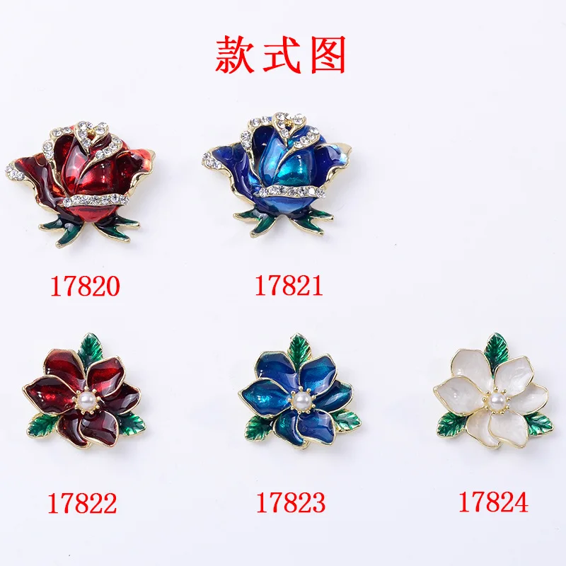 Literature and art small fresh three-color flower alloy accessories DIY hair accessories clothing three-dimensional dripping oil