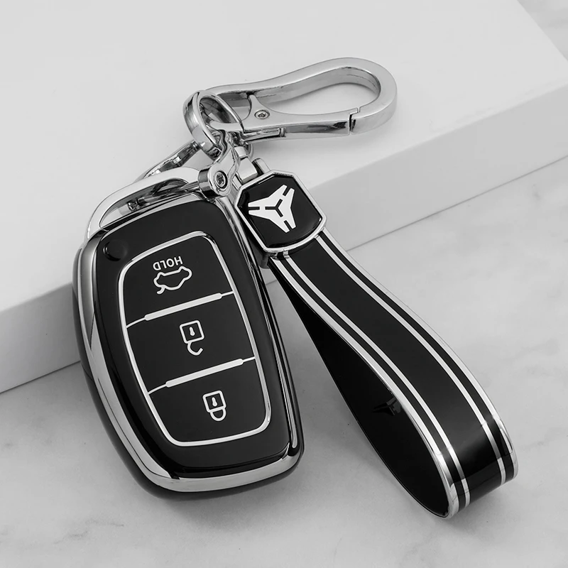 3 4 Bottons Silver Tpu Car Key Case Cover per Hyundai Ix35 I40 I20 Tucson Elantra Creta Sonata Ioniq Accent Creata accessori