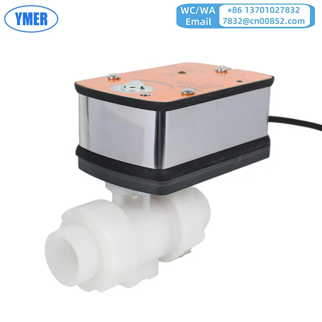 

YMER Fail-return Electric Control Valve PVDF 0-10V 4-20mA Modulating Ball Valve Fail-safe N.C. NO 24V AC220V HVAC DN15-DN50