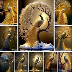 Elegant Golden Peacock DIY Painting By Numbers Set Oil Paints 40*50 Oil Painting Decorative Paintings For Children For Drawing