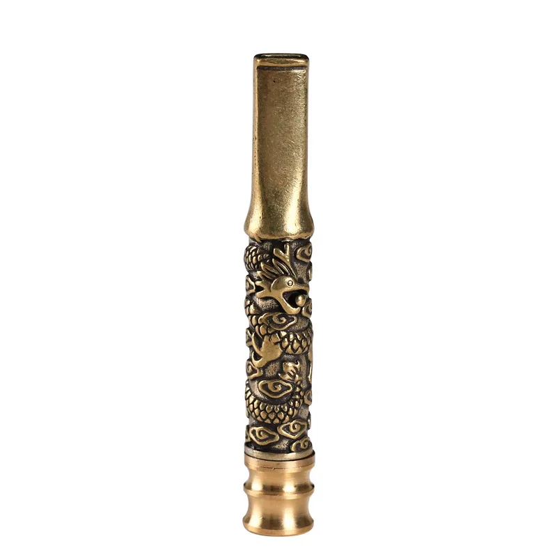 

New Popular Brass Carving dragons Tobacco Filter Recirculating dual use Hookah Pipe Microfilter Washable Cigarette tube Men Gift