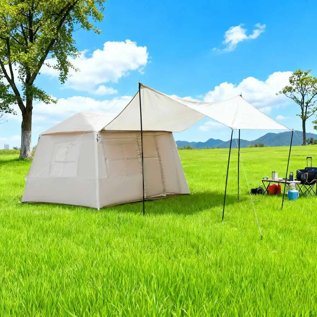 Outdoor inflatable ridge tent, large awning, no need to set up, quick-open tent, 4-6 person camping fully automatic tent