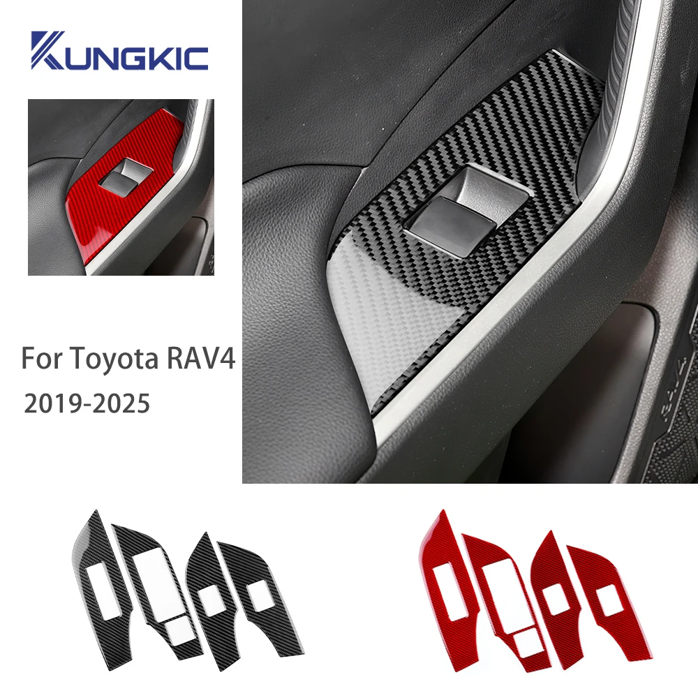 

Real Soft Carbon Fiber For Toyota RAV4 XA50 Hybrid 2019 2020 2021 2022 2023-2025 Car Window Lifting Switch Control Panel Sticker