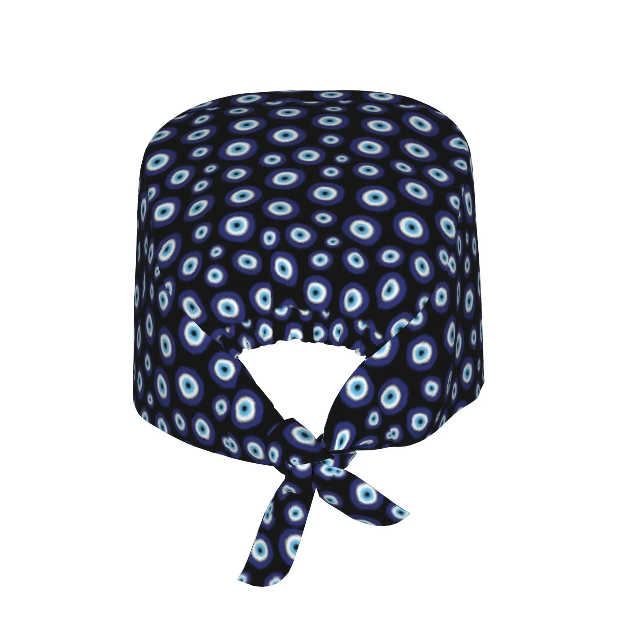 Greek Amulet Evil Eye Pattern Nursing Work Cap Surgical Scrub Caps Nursing Hair Hats Charm Work Scrubs Hat for Medical Surgical
