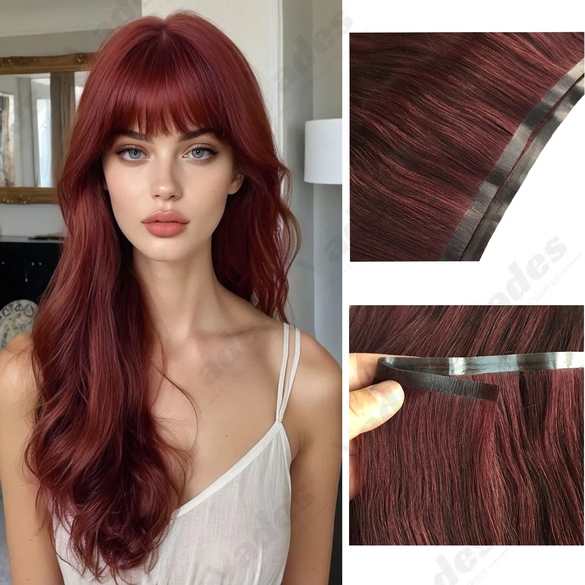 Seamless Tape Weft Long PU Skin Weft Tape in Human Extensions No Glue Natural Real Hair For Women Daily Long Weft Hair Bundles
