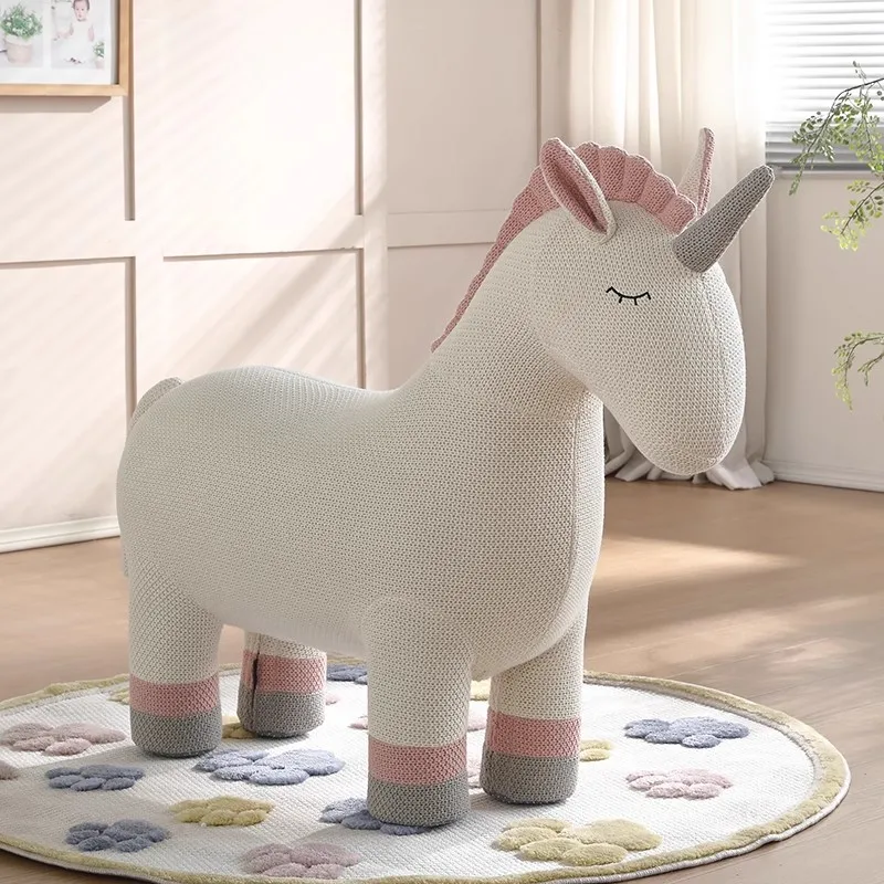 어린이 보조 의자 어린이용 나무 동물 유니콘 의자 승용 오토만 장난감 창의적인 의자 어린이용 스툴