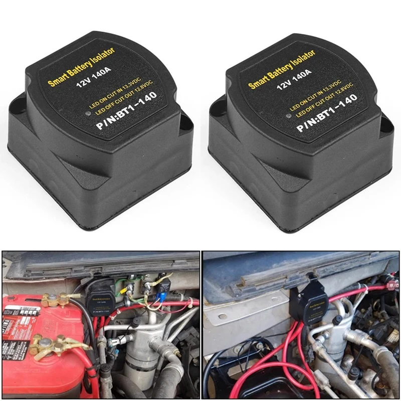 

2Set Dual Battery Smart Isolator 12V 140 Amp Voltage Sensitive Relay VSR Smart Switch For ATV UTV Boats RV Camper Truck