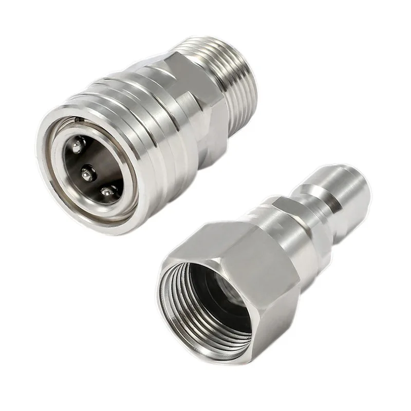 Steel 1 Set 1/4 3/8 1/2 3/4 1 BSP/ NPT Thread Flat Face High Flow Quick Connect Hydraulic Couplings / Couplers