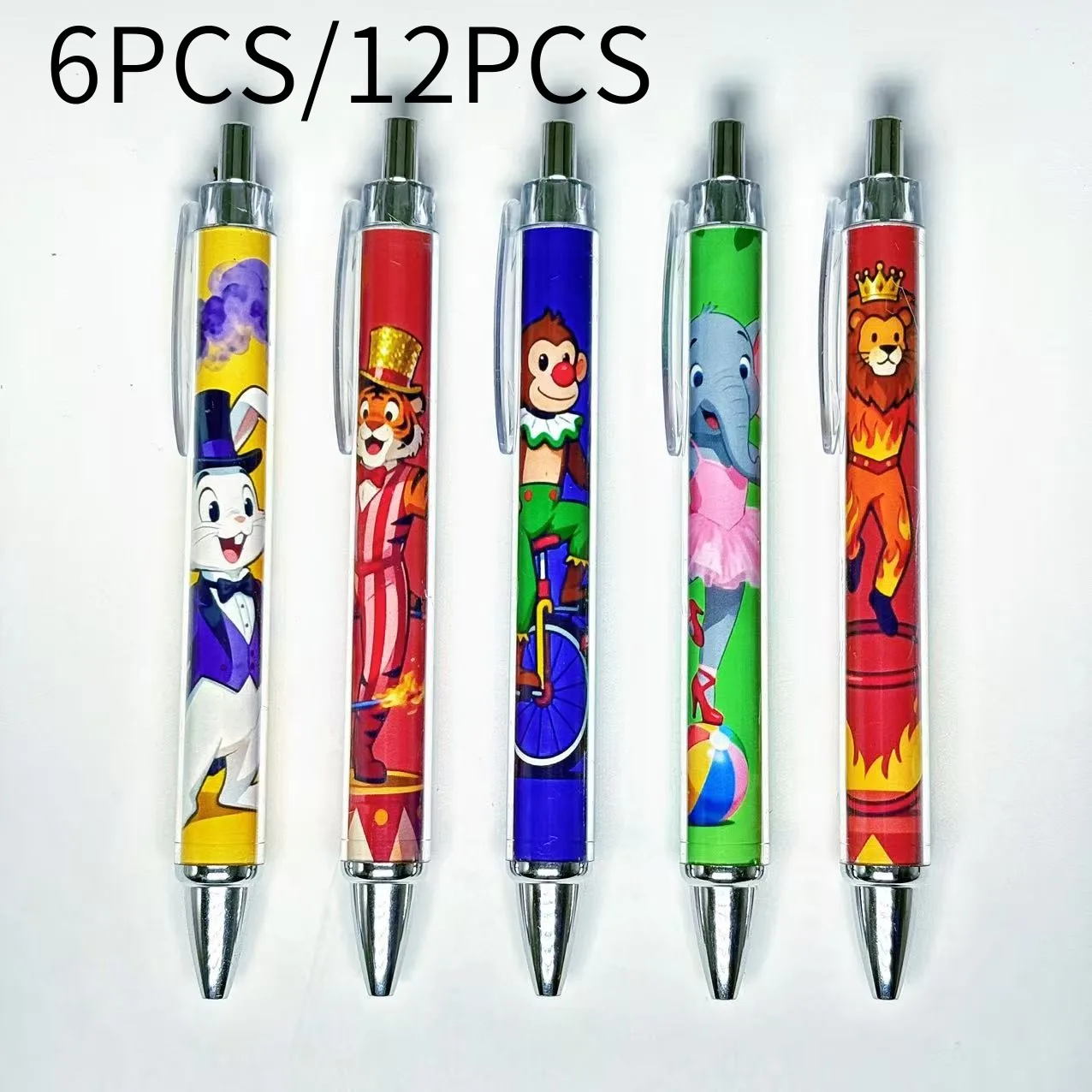 

6 шт./12 шт. креативные шариковые ручки с цирковой тематикой, ручки для письма для студентов, подходят для офисного использования или подарков для друзей